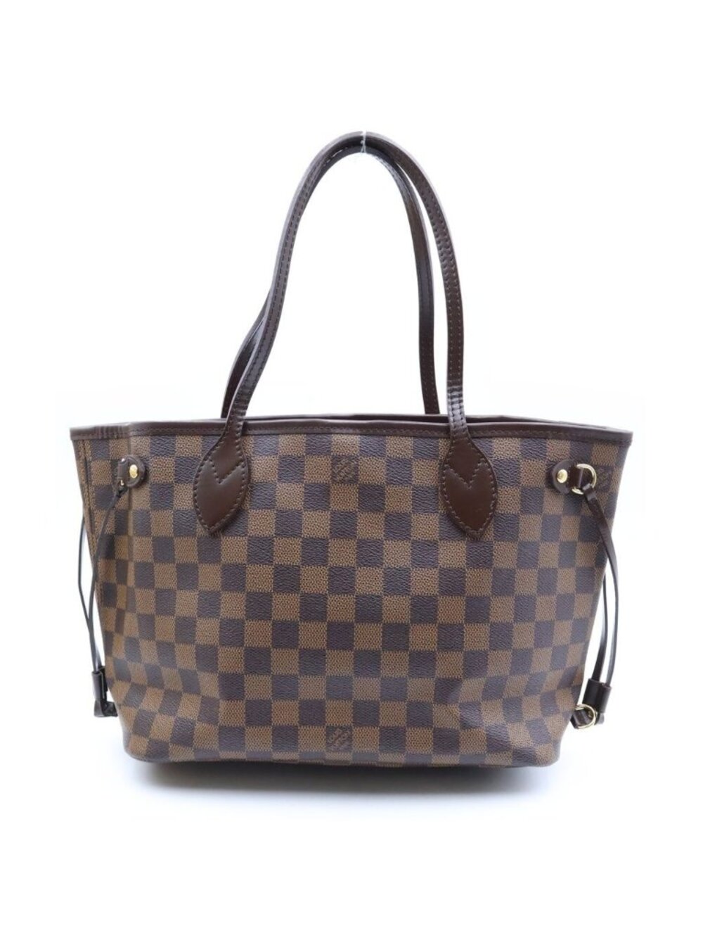 Louis Vuitton Damier Neverfull PM Tote Bag Brown Leather